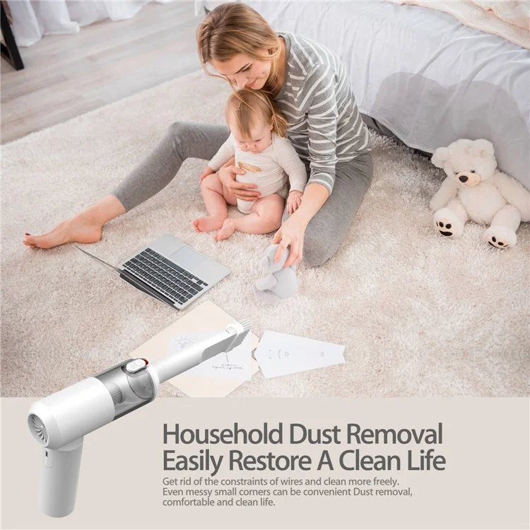 S1 Mini Cordless Vacuum Cleaner Folding High Power Suction 2-in-1 Handheld Vacuum Cleaner for Car, Home - White