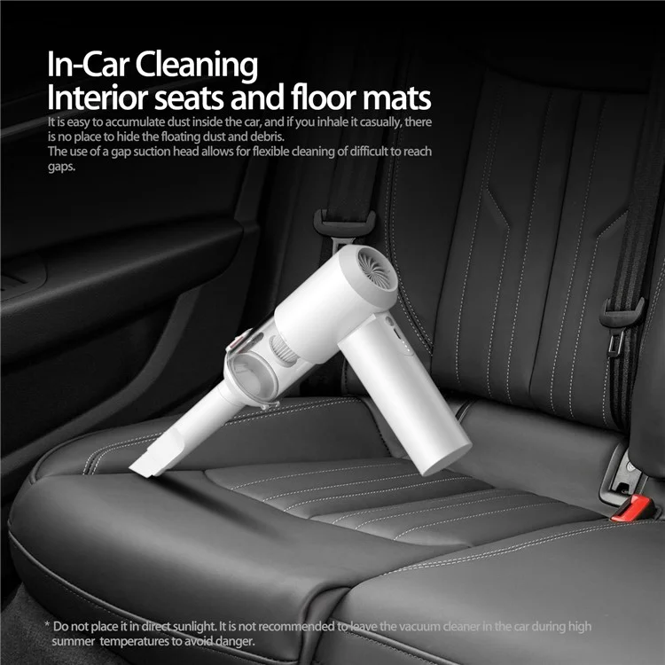 S1 Mini Cordless Vacuum Cleaner Folding High Power Suction 2-in-1 Handheld Vacuum Cleaner for Car, Home - White