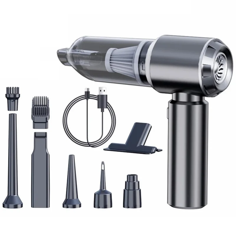 SUITU ST-6653Plus High Power Car Home Handheld Vacuum Cleaner Wireless Rechargeable Cleaning Tool - Silver+Grey