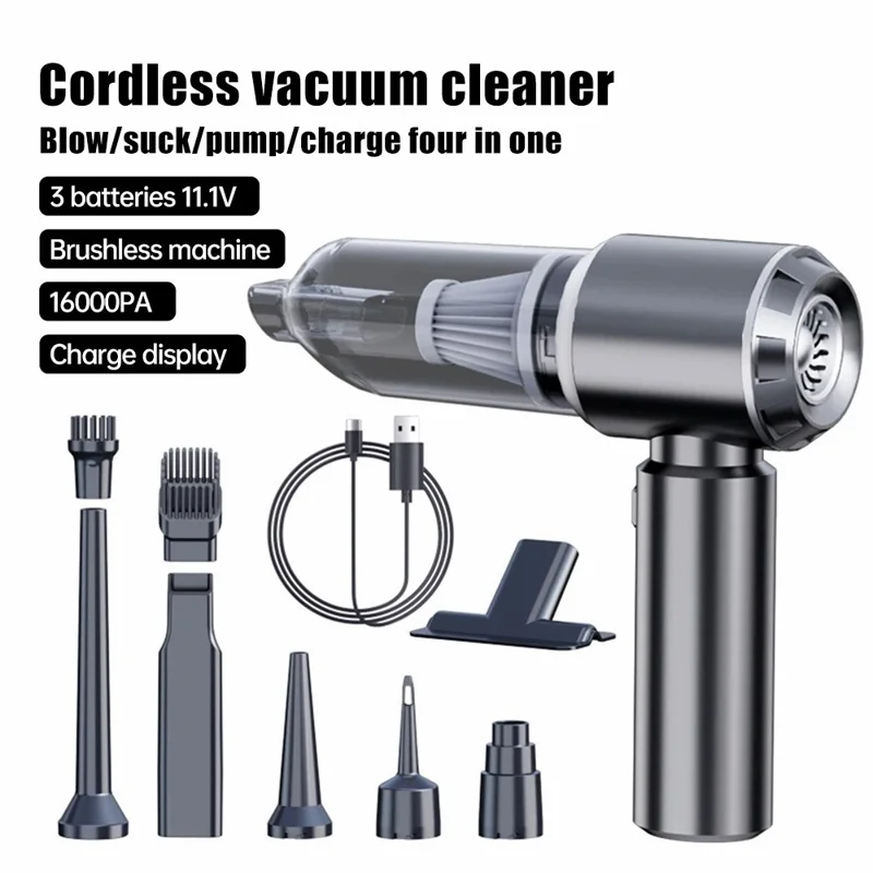 SUITU ST-6653Plus High Power Car Home Handheld Vacuum Cleaner Wireless Rechargeable Cleaning Tool - Silver+Grey