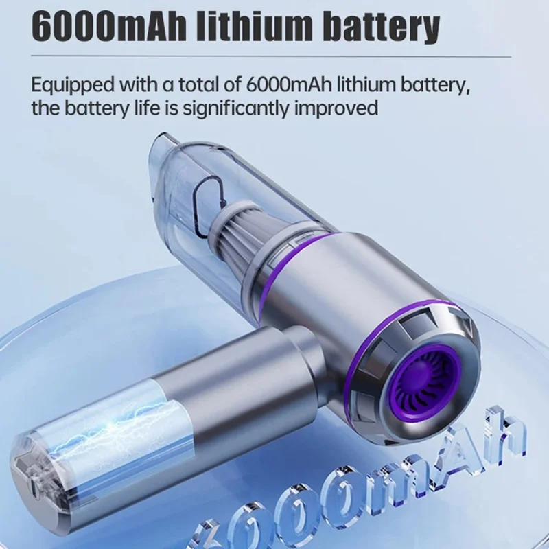 SUITU ST-6653Plus High Power Car Home Handheld Vacuum Cleaner Wireless Rechargeable Cleaning Tool - Silver+Grey