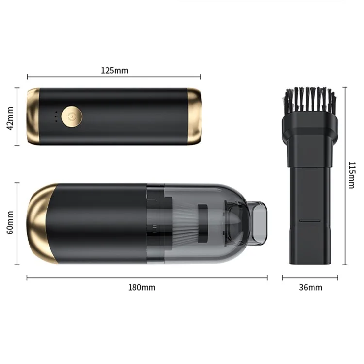 P9 13000Pa Mini Vacuum Cleaner with Flashlight and Detachable Handle for Home / Car - Black
