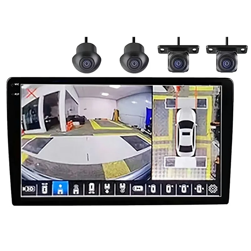 R915C 10.36 Inch 2K QLED 8+128GB Android 15 Wireless CarPlay GPS Car Stereo with 360 Degree Panoramic Camera - Black