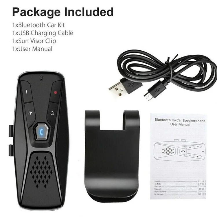 T823 Bluetooth-compatible 5.0 Sun Visor Clip Wireless Audio Receiver Hands-free Phone Amplifier Music Player