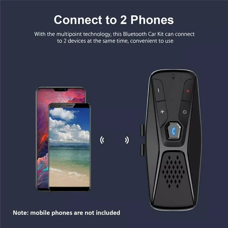 T823 Bluetooth 5.0 Sun Visor Clip Wireless Audio Receptor Hand-Free Phone Amplifier Player