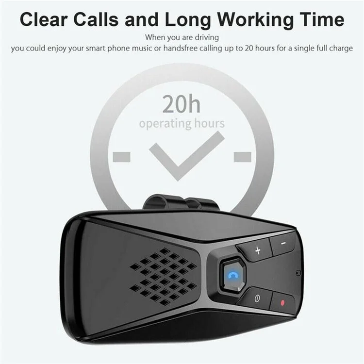 T823 Bluetooth-compatible 5.0 Sun Visor Clip Wireless Audio Receiver Hands-free Phone Amplifier Music Player