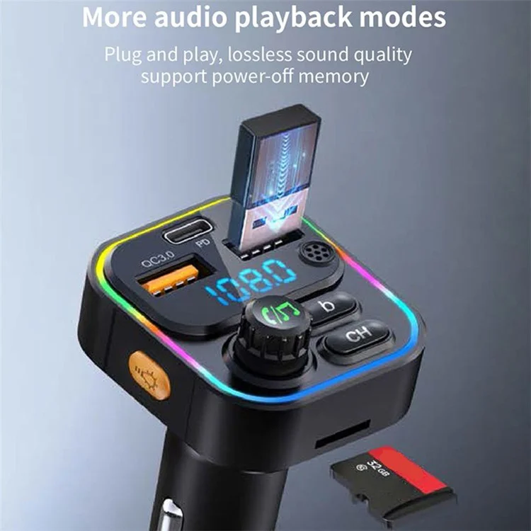 C17 PD 22,5w 4.5A Super Fast Fast Charging Support PD 20W Bluetooth FM MP3 -плеер Car Зарядное Устройство