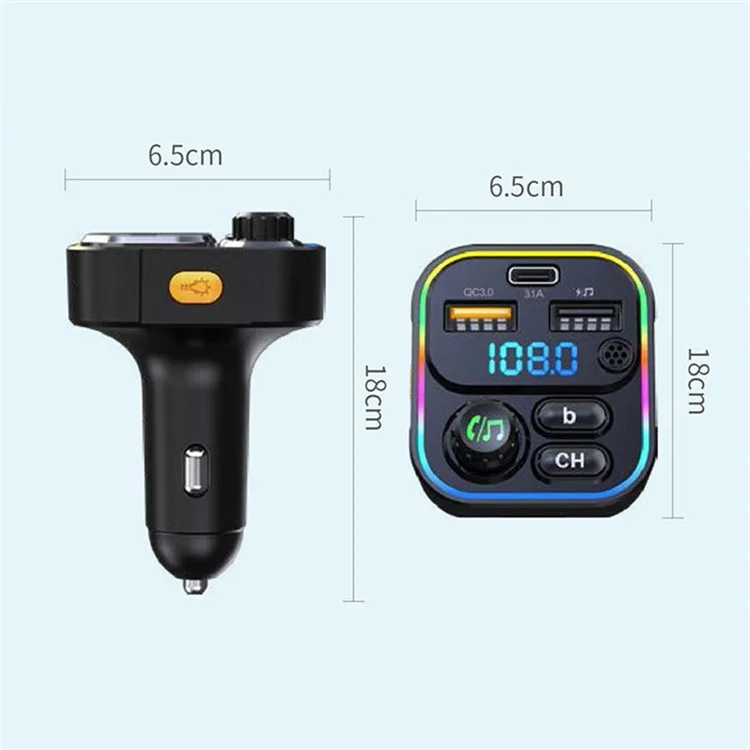 C17 PD 22.5W 4.5A Super Fast Charging Support PD 20W Bluetooth-compatible FM MP3 Player Car Charger