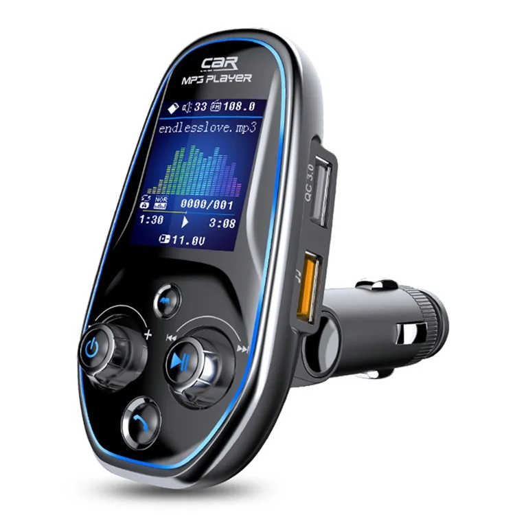 BT29 Farbbildschirm Spannungserkennungs Dual-USB-Bluetooth-MP3-Player Autoladegerät mit FM-Sender, AUX, TF, QC3.0 Schnellladefunktion