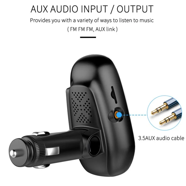 BT29 Farbbildschirm Spannungserkennungs Dual-USB-Bluetooth-MP3-Player Autoladegerät mit FM-Sender, AUX, TF, QC3.0 Schnellladefunktion