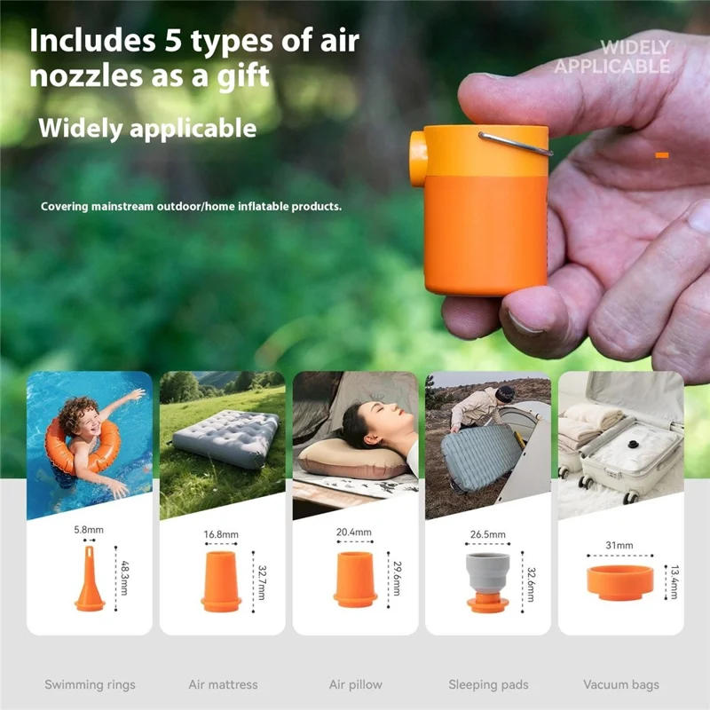 QUNATURE Outdoor Mini Electric Air Pump Magnetic Camping Hanging Lamp Swimming Ring Air Mattress Inflator - Baby Blue