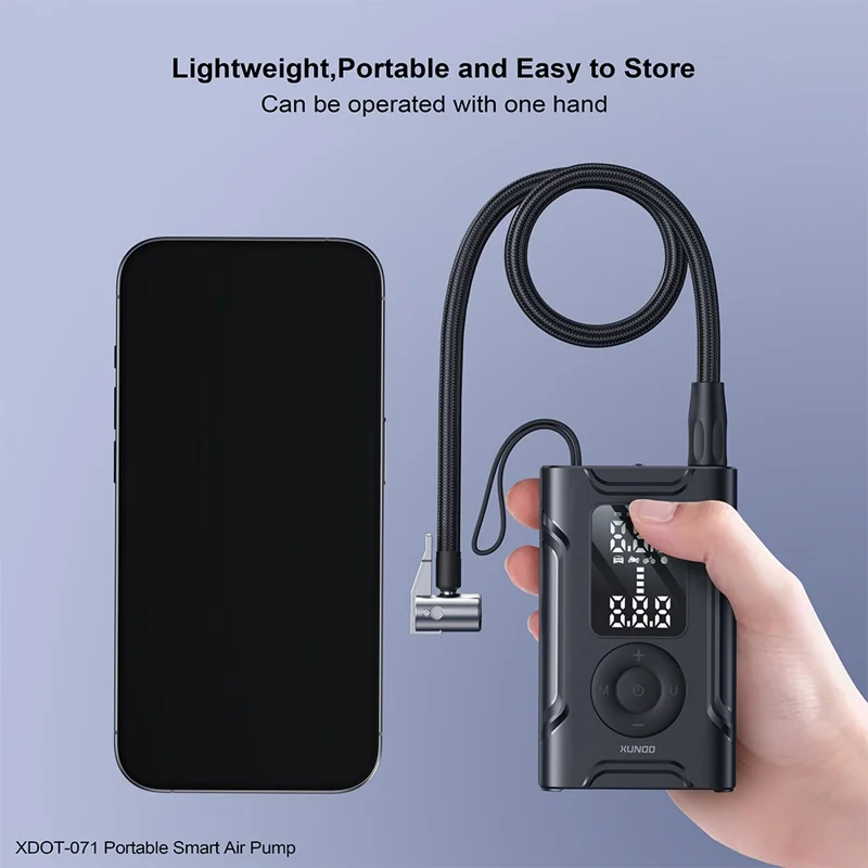 XUNDD XDOT-071 Auto Stop Portable Smart Air Pump Multipurpose Inflator with LED Flashlight Emergency Power Bank