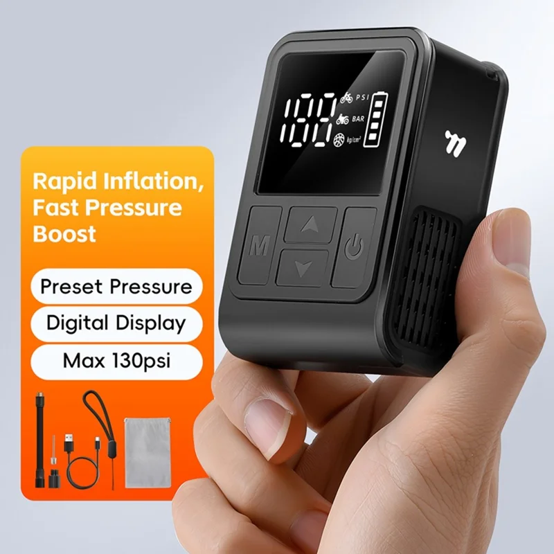 WEST BIKING YP0711196 High Pressure Electric Bike Pump Digital Display Portable Air Compressor for Bicycle Motorcycle Car - Black