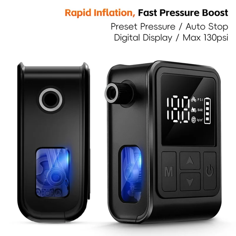 WEST BIKING YP0711196 High Pressure Electric Bike Pump Digital Display Portable Air Compressor for Bicycle Motorcycle Car - Black