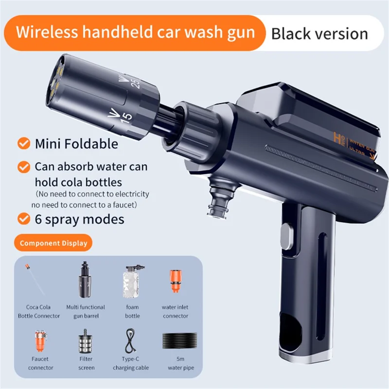 X9 Portable Wireless Car Wash Gun Foldable High Pressure Handheld  /  Multi-Scene Use for Car  /  Home  /  Garden  /  Irrigation  /  Outdoor