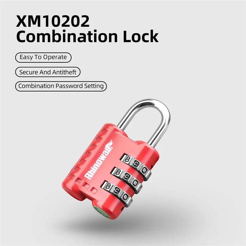 RHINOWALK XM10202 3-digit Combination Lock for Motorcycle Bag Zinc Alloy Anti-Theft Luggage Lock