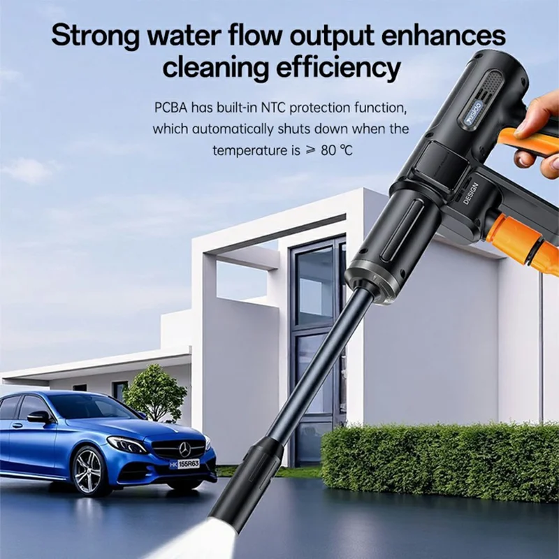 YESIDO VC18 High Pressure Washer Gun 2 Gears Adjustable Cordless Car Cleaner with LED Display - UK Plug