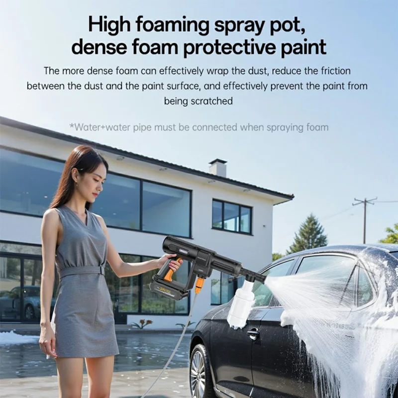 YESIDO VC18 High Pressure Washer Gun 2 Gears Adjustable Cordless Car Cleaner with LED Display - UK Plug