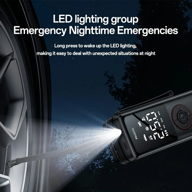 YESIDO VC17 Multi-function Wireless Tire Inflator for Car / Bicycle / Basketball Portable Air Compressor with LED Display