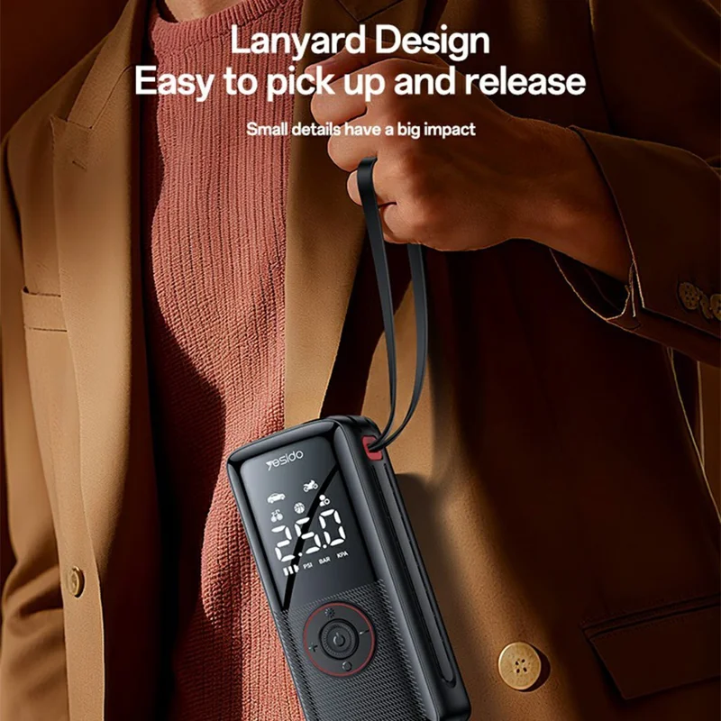 YESIDO VC17 Multi-function Wireless Tire Inflator for Car / Bicycle / Basketball Portable Air Compressor with LED Display