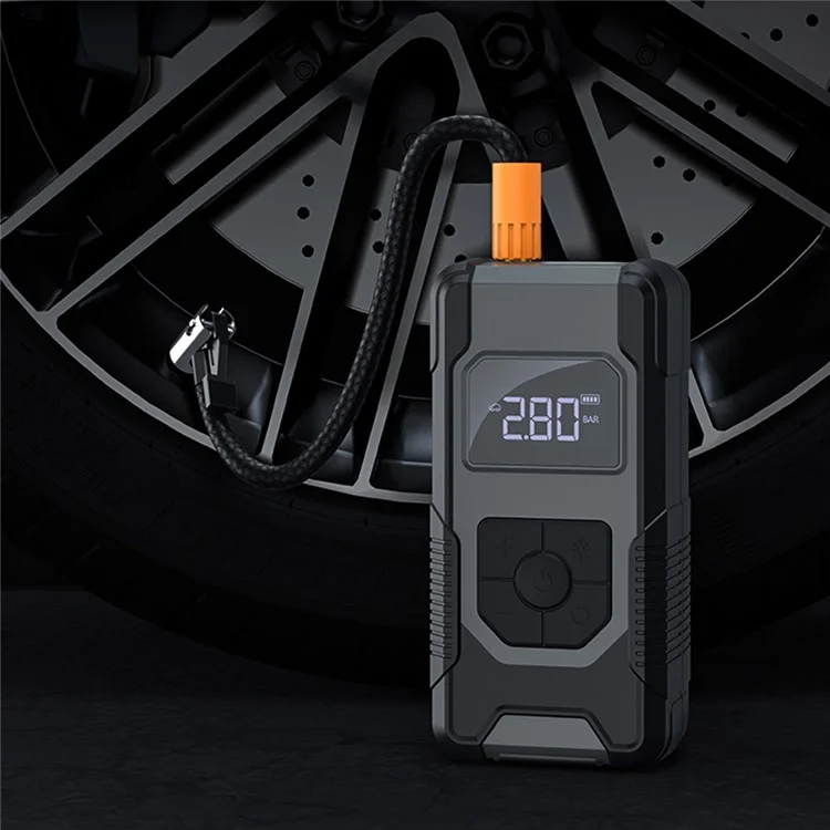 SY-B001 Портативный автомобильный воздушный насос с беспроводным цифровым дисплеем, для накачки шин, с функцией зарядного устройства и светодиодным освещением - Зеленый