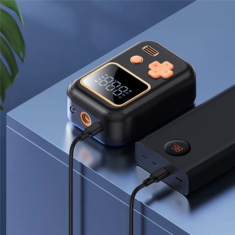 Wireless Car Inflator Pump Intelligent Small Multi-Mode Tire Pump Portable Car Inflator with LED Lighting / Tire Pressure Monitoring - Black