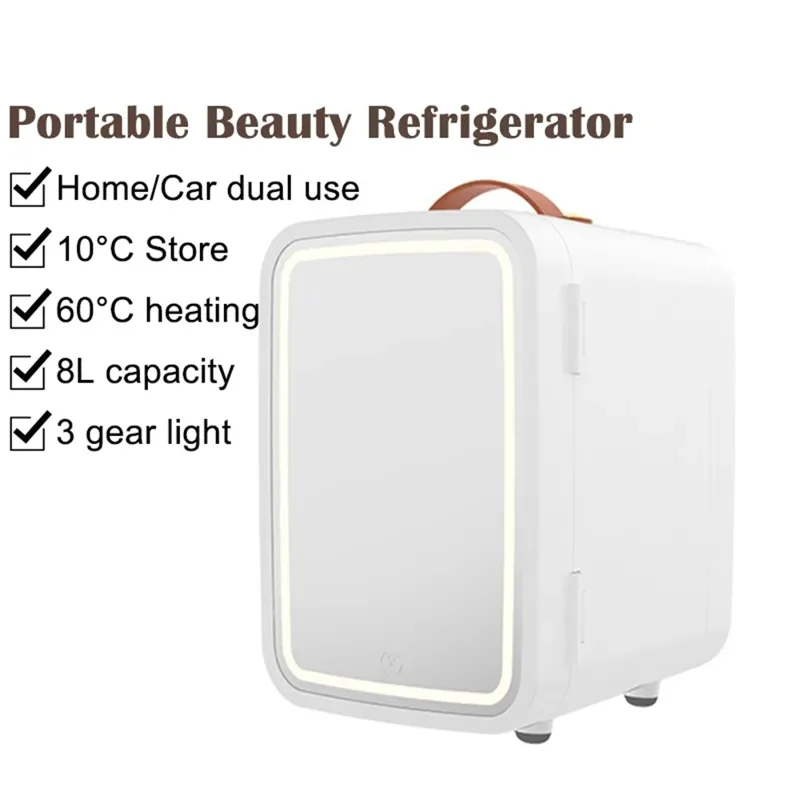 Frigorifero per auto da 8 L Mini Dual Purpose Cooler Warmer Fridge AC / DC Piccolo frigorifero per la casa, l'auto, il cibo e il trucco