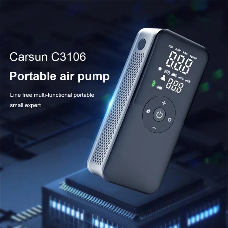 CARSUN C3106 Mini Portable Motorbike Air Pump Digital Display Car Inflatable Pump Support Power Bank Function