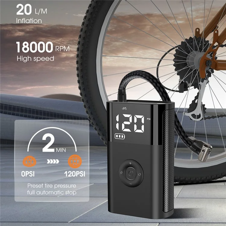 CARSUN T2191-2 Tragbare kabellose digitale Reifenaufpumpe mit Powerbank-Funktion für Autos