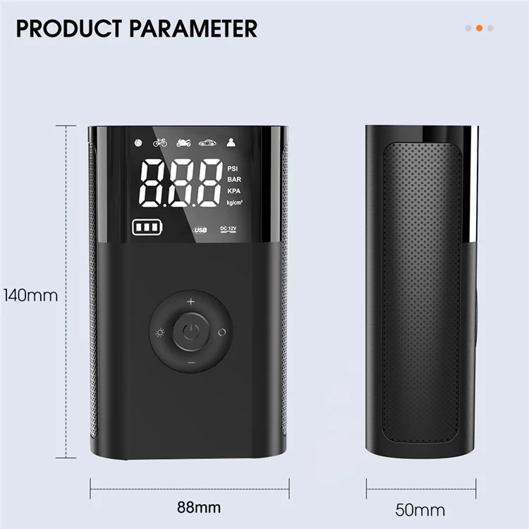 CARSUN T2191-2 Tragbare kabellose digitale Reifenaufpumpe mit Powerbank-Funktion für Autos
