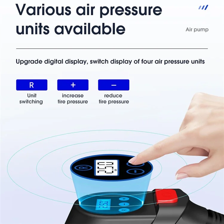 CARSUN C2814 Inflador de neumáticos portátil y compresor de aire digital de 12V CC con luz LED de emergencia