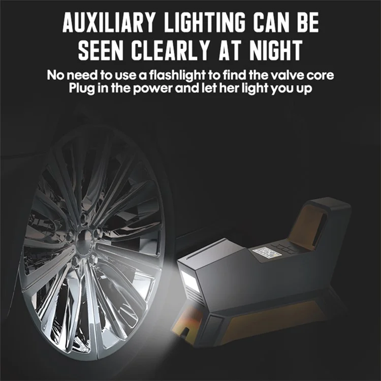 CARSUN c1809 Gonfleur de pneus de voiture numérique sans fil 150 PSI Compresseur d'air électrique portable avec lampe LED