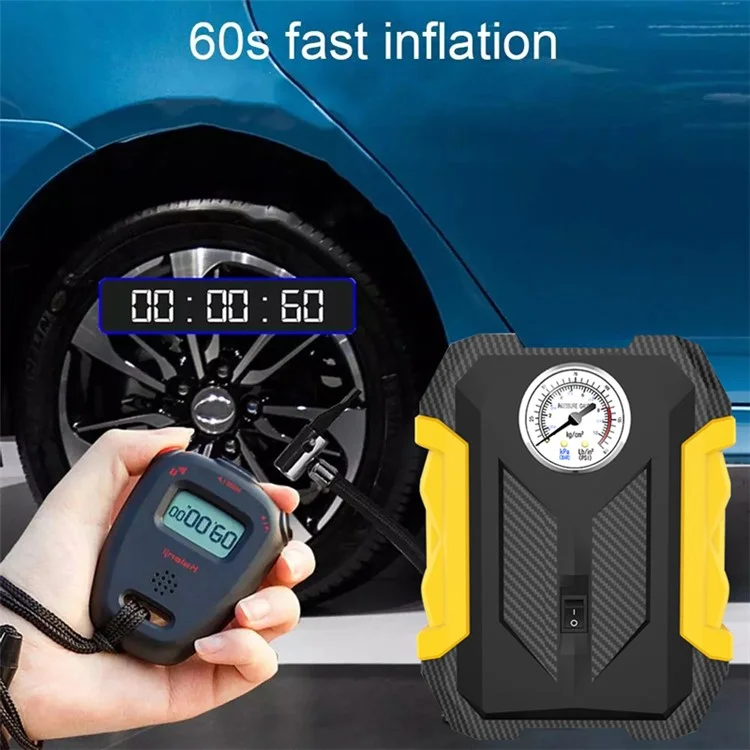 CARSUN c1399 Tire Inflator Portable Car Air Compressor 150PSI Tire Pump with Pressure Gauge and LED Light