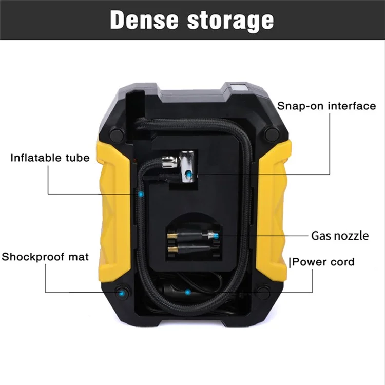 CARSUN c1399 Tire Inflator Portable Car Air Compressor 150PSI Tire Pump with Pressure Gauge and LED Light