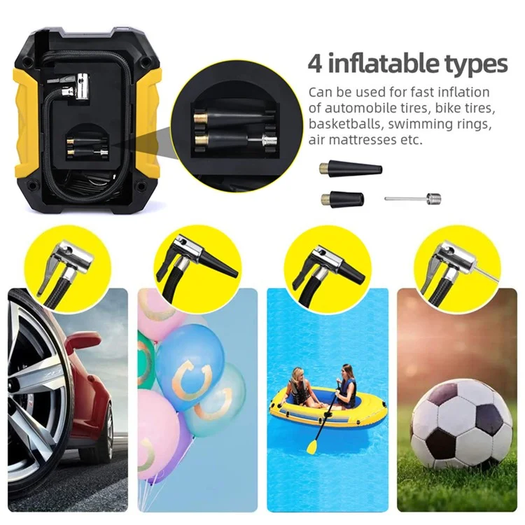 CARSUN c1399 Tire Inflator Portable Car Air Compressor 150PSI Tire Pump with Pressure Gauge and LED Light