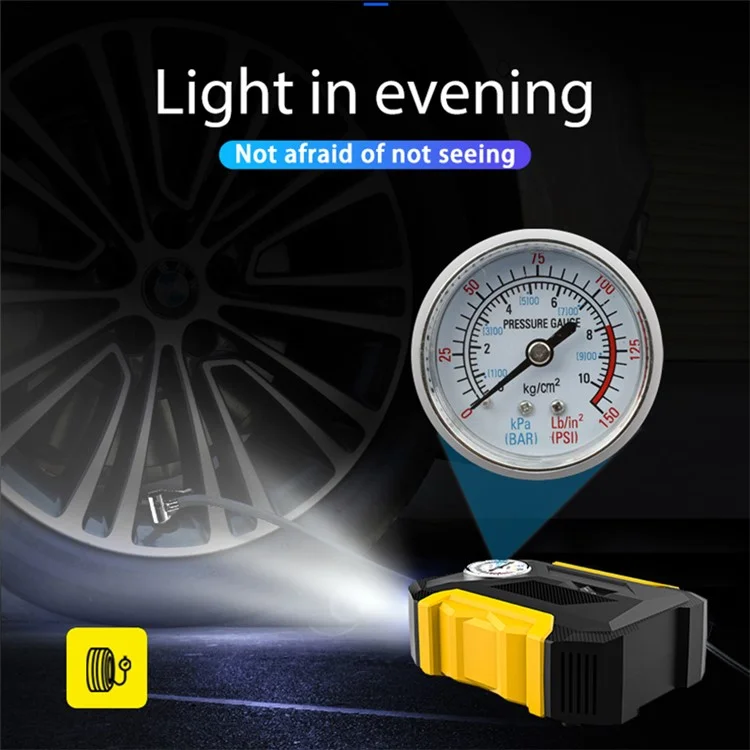 CARSUN c1399 Tire Inflator Portable Car Air Compressor 150PSI Tire Pump with Pressure Gauge and LED Light