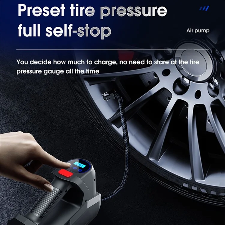 CARSUN c2814 Cordless Car Air Pump Smart Digital Display Auto Tire Air Compressor with LED Light