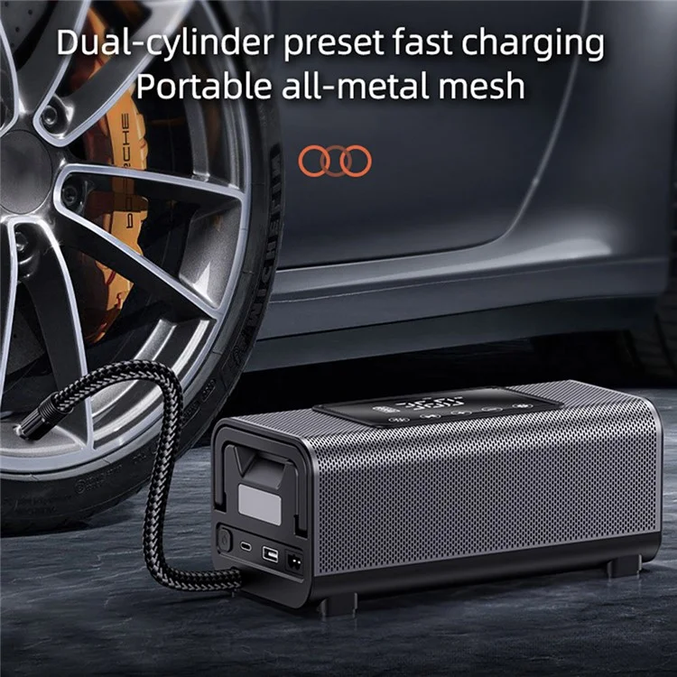 CARSUN T2500-2 Double Cylinder Smart Tire Inflator Digital Display Touch Screen Air Pump