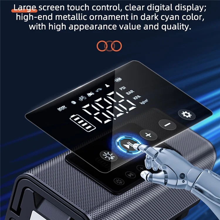 CARSUN T2500-2 Double Cylinder Smart Tire Inflator Digital Display Touch Screen Air Pump