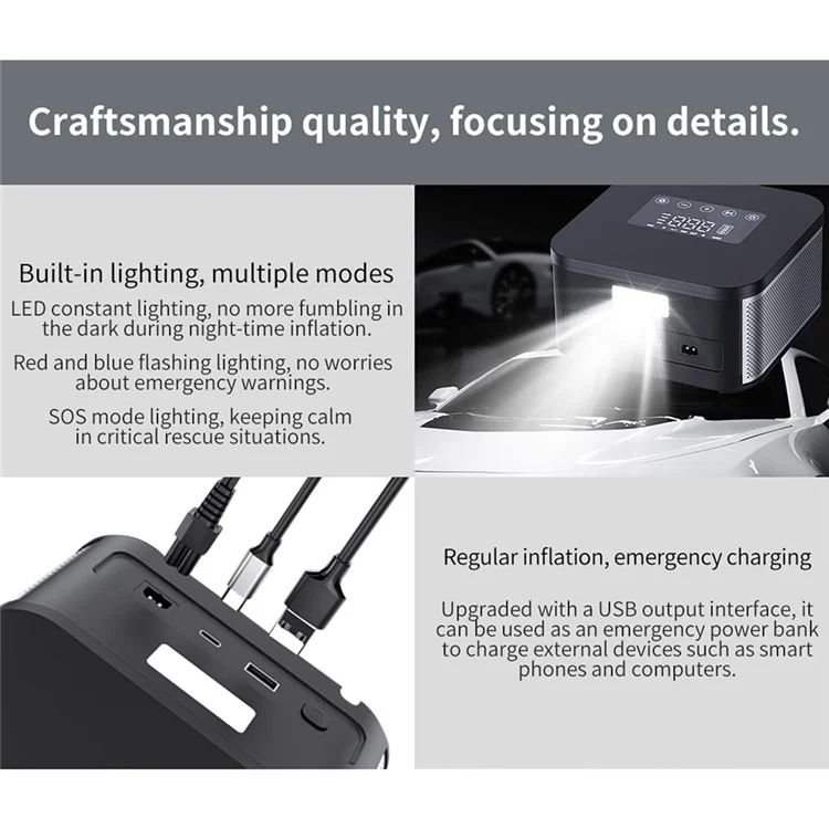 CARSUN T2300 150PSI Digital Car Tyre Inflator Cordless Air Pump Portable Power Bank