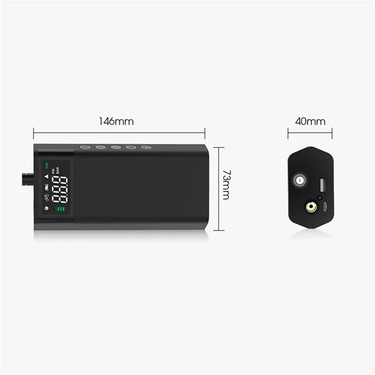 CARSUN C2812 Portable Air Pump Aluminum Alloy Digital Inflator with Light Power Bank Function