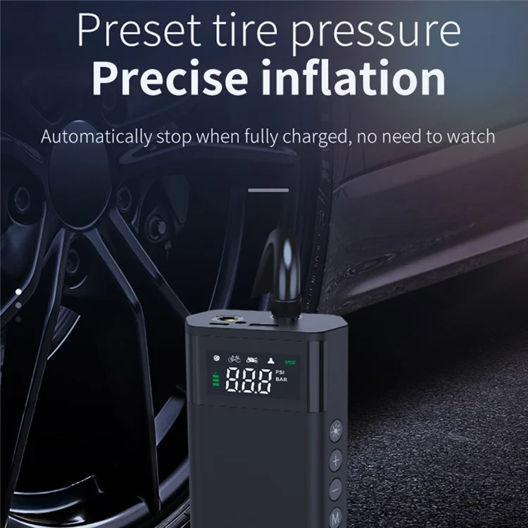 CARSUN C2812 Portable Air Pump Aluminum Alloy Digital Inflator with Light Power Bank Function