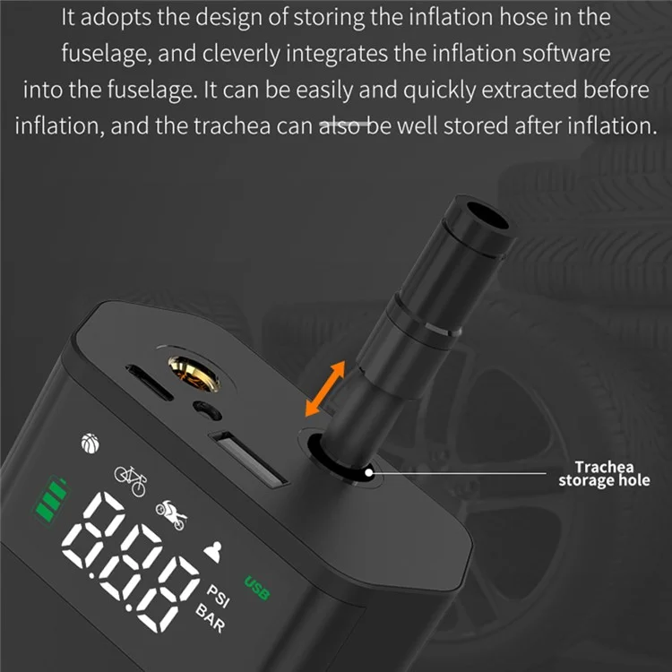 CARSUN C2812 Portable Air Pump Aluminum Alloy Digital Inflator with Light Power Bank Function
