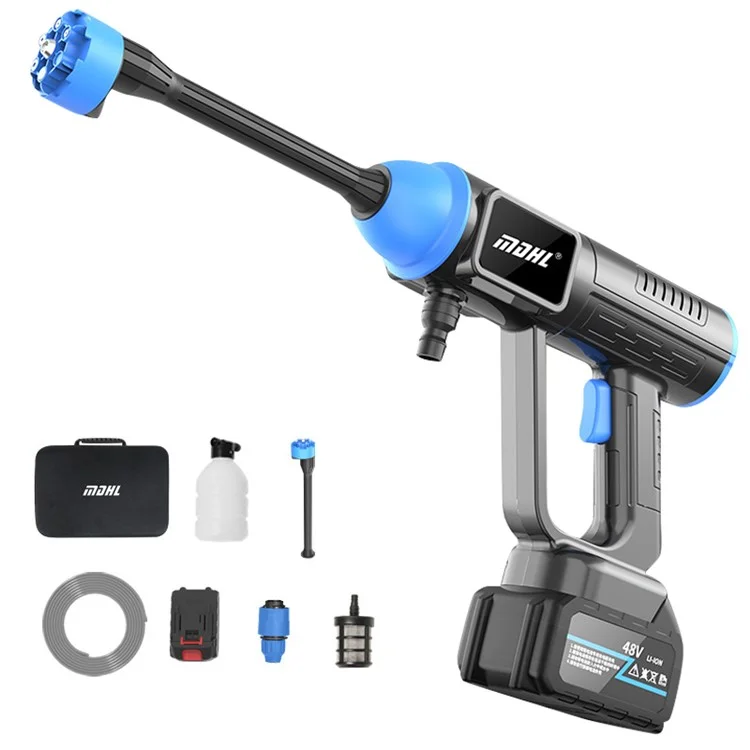 MDHL 8109 Brushless Motor Electric Pressure Washer Car Washing Machine 48VH Car Water Gun with Tool Box - Grey / EU Plug