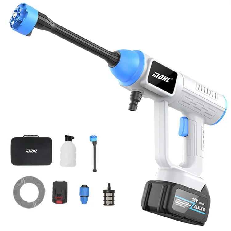 MDHL 8109 Brushless Motor Electric Pressure Washer Car Washing Machine 48VH Car Water Gun with Tool Box - White / EU Plug