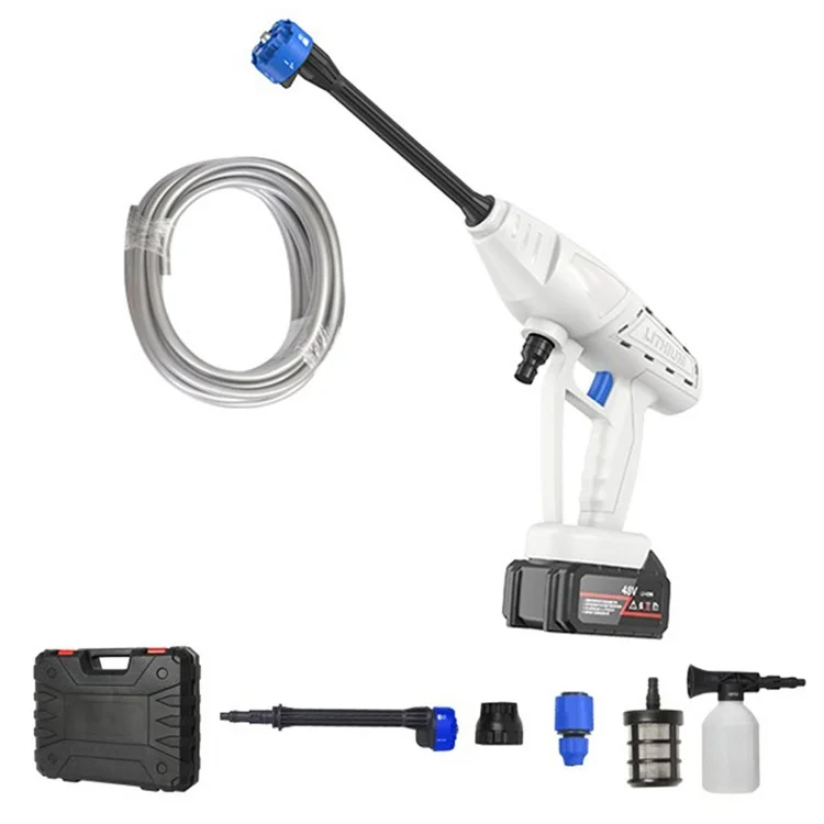 8103 Household Electric Car Washing Machine 48VH 12000mAh Car Water Gun with Sprayer Nozzle - White / EU Plug