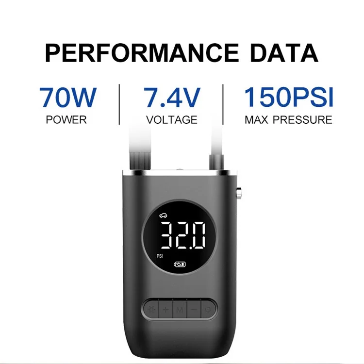 CQB-3668 Inflatable Pump Portable Handheld Digital Display Rechargeable Tire Pump with LED Light