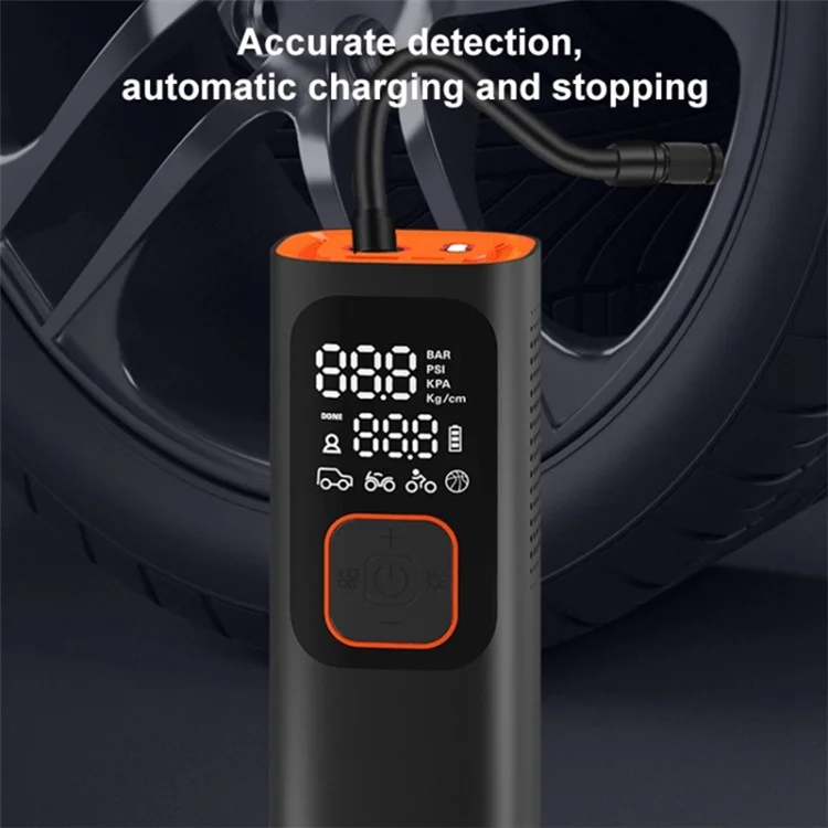 NW01-P Car Tire Inflator Digital Display Portable Cordless Air Inflator (7500mAh Batterie, 12V Zigarettenanzünder)