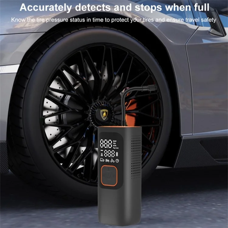 NW01-P Car Tire Inflator Digital Display Portable Cordless Air Inflator (7500mAh Batterie, 12V Zigarettenanzünder)