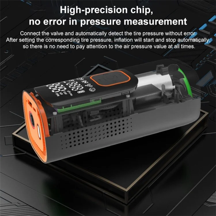 NW01-P Car Tire Inflator Digital Display Portable Cordless Air Inflator (7500mAh Batterie, 12V Zigarettenanzünder)